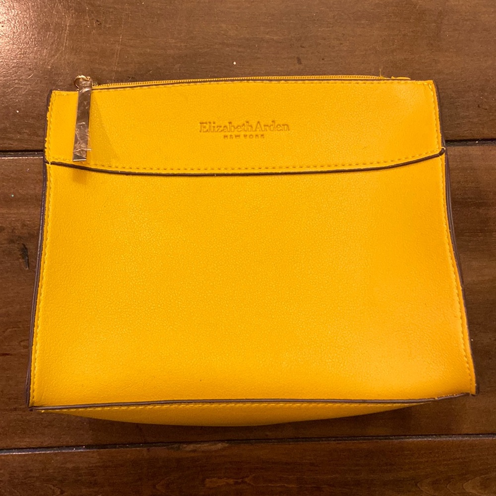 Elizabeth Arden New York - leather makeup bag - yellow